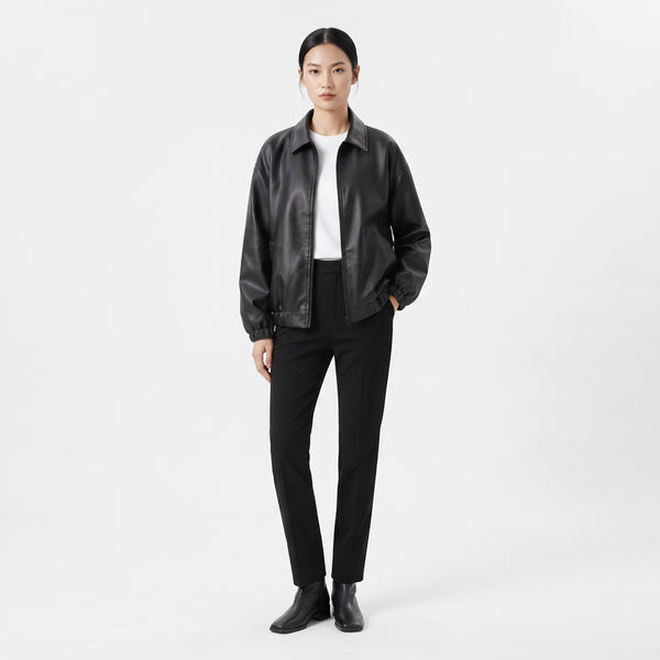 Unisex Faux Leather Bomber Jacket, Slim Motorcycle Coat for Autumn and Winter