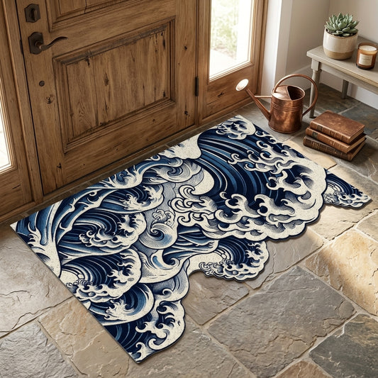Wave Pattern Floor Mat - Soft Anti-Slip Home Rug