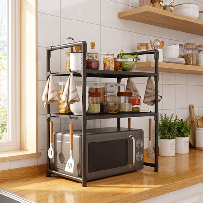 Heavy Duty Kitchen Baker's Rack Floor Standing Microwave Oven Stand, 2-Tier Storage