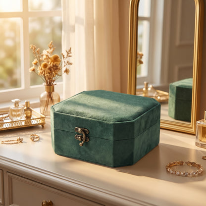 Vintage Octagon Double-Layer Jewelry Box, Large Capacity