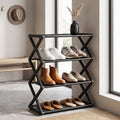Four-Tier X-Frame Shoe Rack with Dustproof Shelf Covers