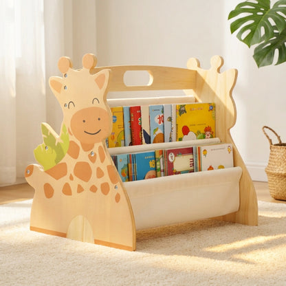 Baby Bookshelf - 2 Tier Montessori Wood Book Rack