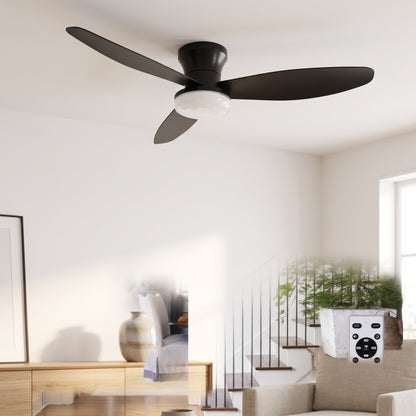 Three-Blade Ceiling Fan with Dimmable Light and Remote