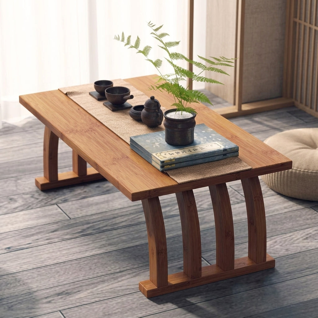 Japanese Tea Table – Bamboo Folding Low Table for Tatami Rooms