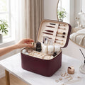 Double-Layer PU Makeup and Skincare Storage Box with Zipper
