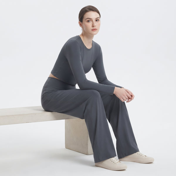 Wide Leg Yoga Pants for Women, High-Waist Stretch Lounge and Workout Palazzo Pants