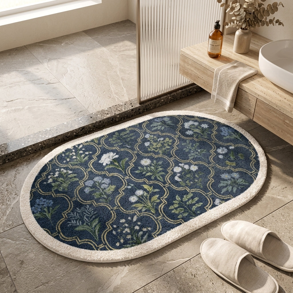 Floral Bathroom Mat - Waterproof Non-Slip Foot Mat
