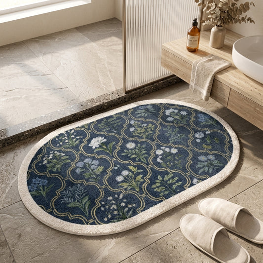 Floral Bathroom Mat - Waterproof Non-Slip Foot Mat