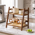 2-Layer Bamboo Countertop Organizer Coffee Cup Holder for Kitchen & Home
