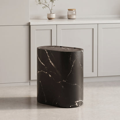 Bathroom Trash Can – Nordic Marble Texture Press-Type Bin