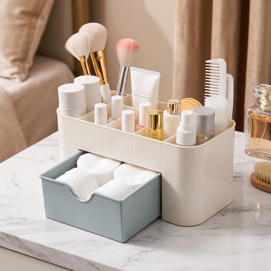 Makeup Organizer with Drawer – Acrylic Brush and Lipstick Holder