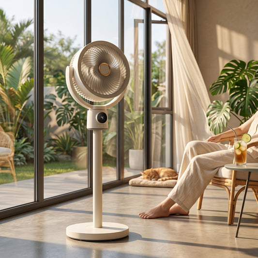 USB Rechargeable Floor Fan with 3/6/9-Hour Timer and 12W Output