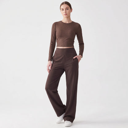 High-Waist Stretch Yoga Pants for Women with Pockets, Soft Lightweight Fit
