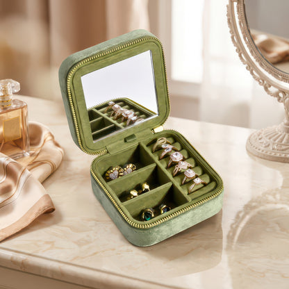 Velvet Ring and Jewelry Box with Flip Lid, with or without Mirror