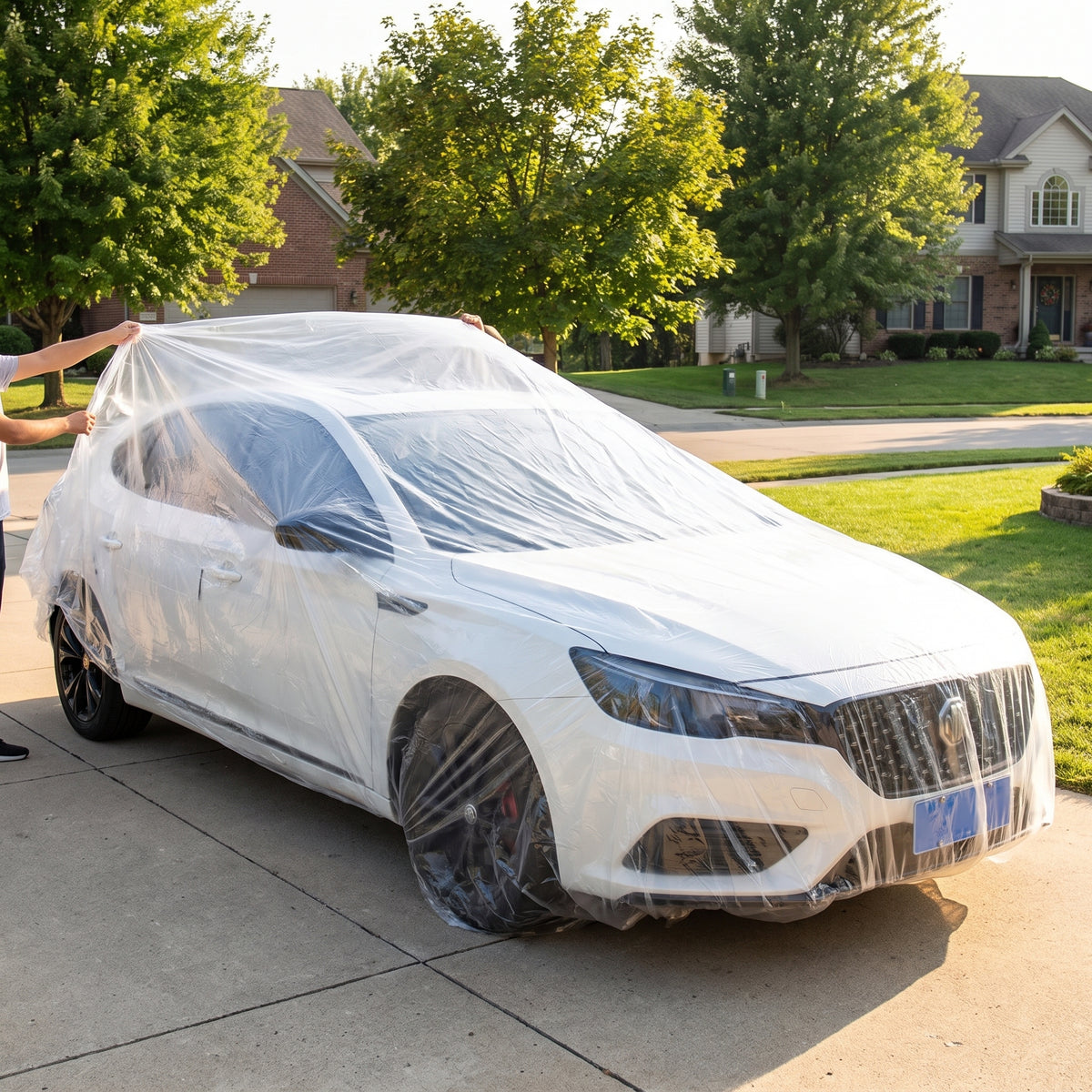 All-Weather Disposable PE Car Cover – Indoor/Outdoor Dust & Rain Protection