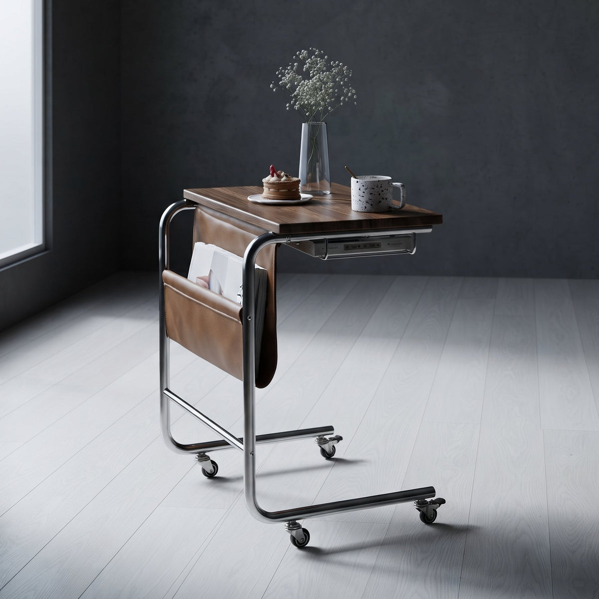 Versatile Side Table – Wood Cart for Wine Racks & Books
