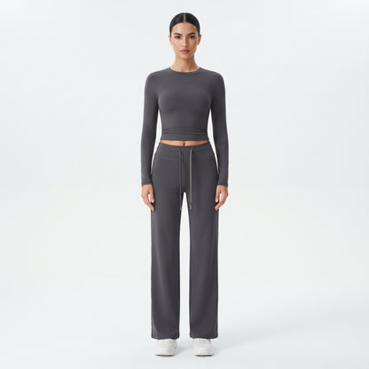 High-Waist Wide Leg Sweatpants for Women, Ankle-Length Casual Lounge Pants