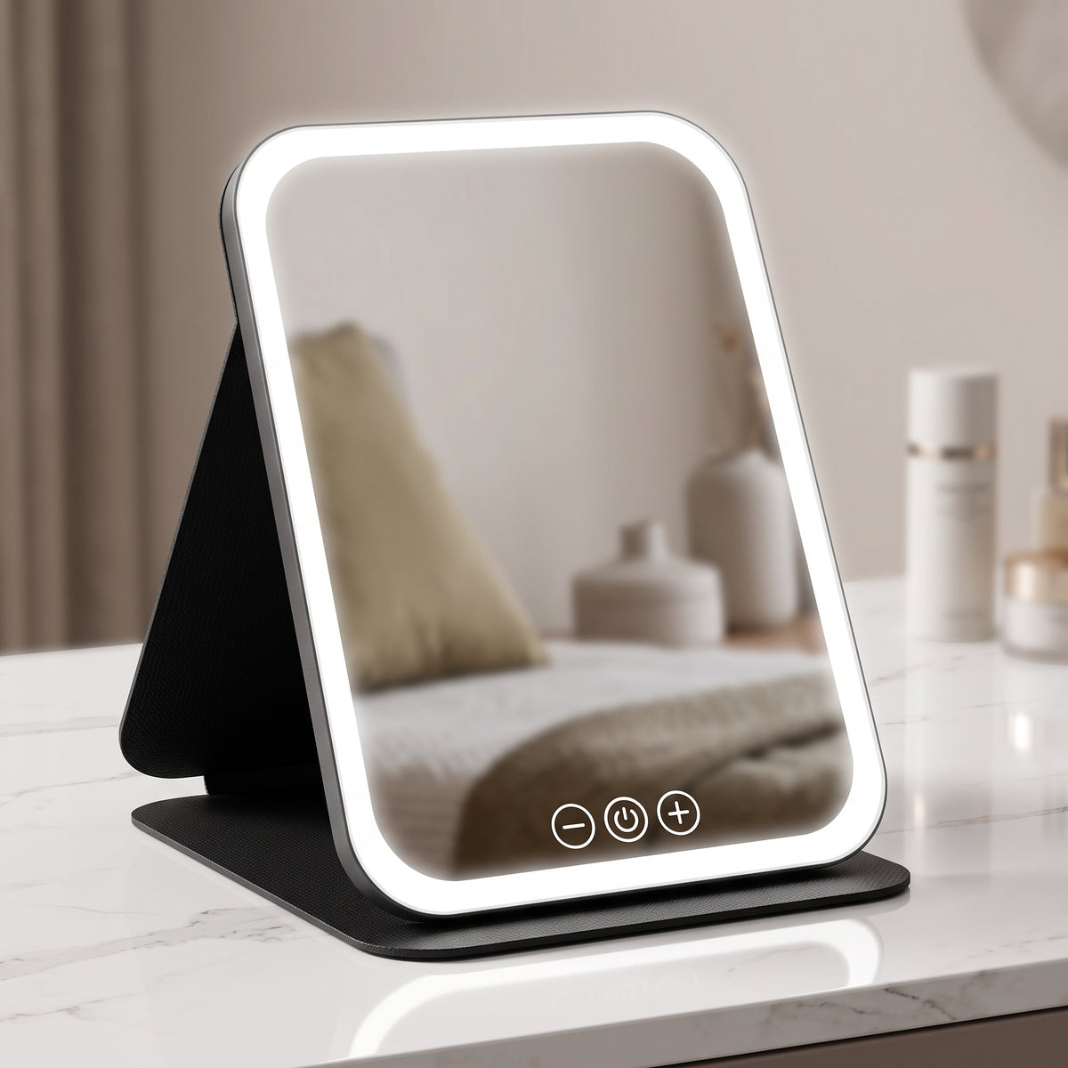 LED Makeup Mirror – Dimmable Folding Vanity Mirror