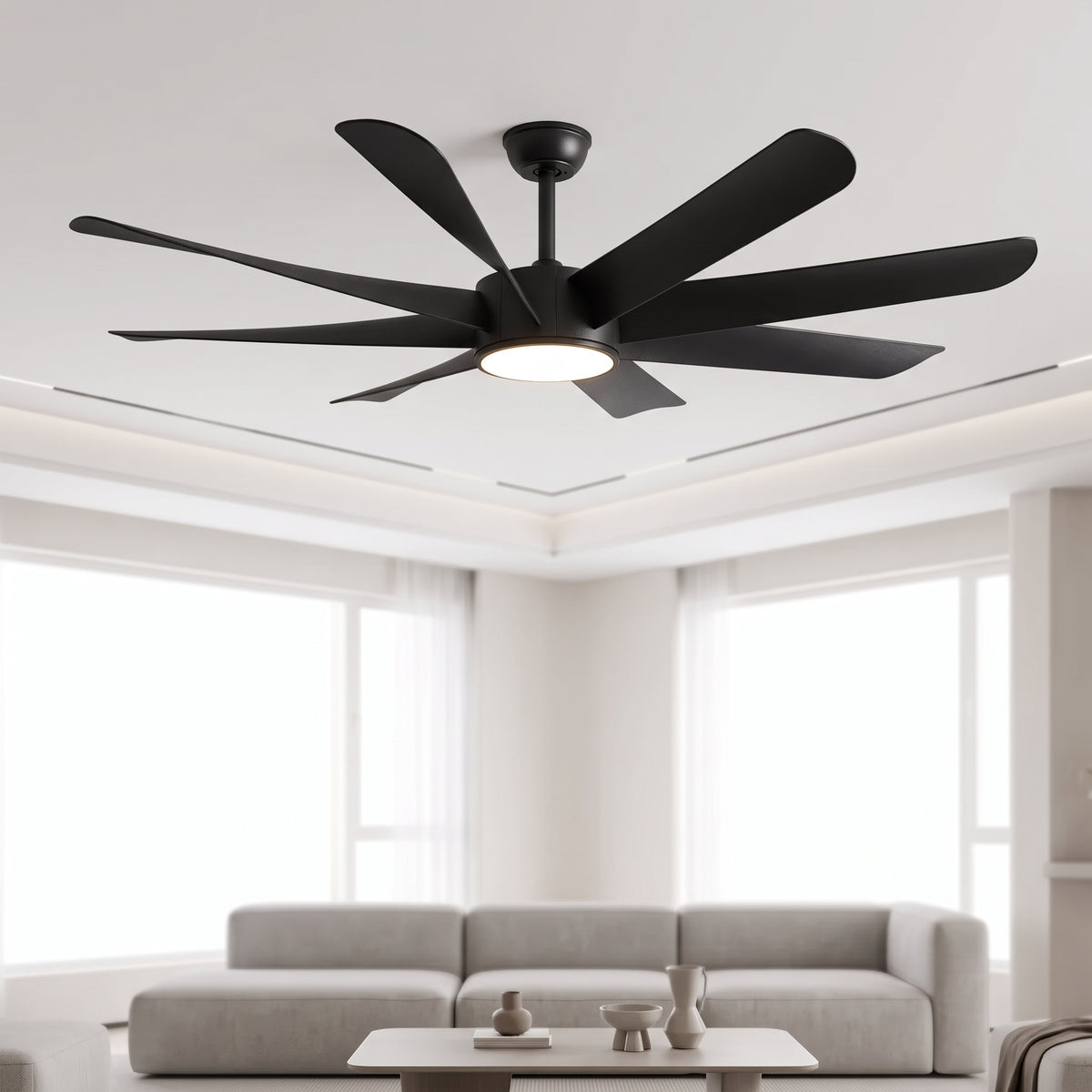 FUMANJIA 60-Inch Ceiling Fan with Light for Home – 8 Blades, Remote