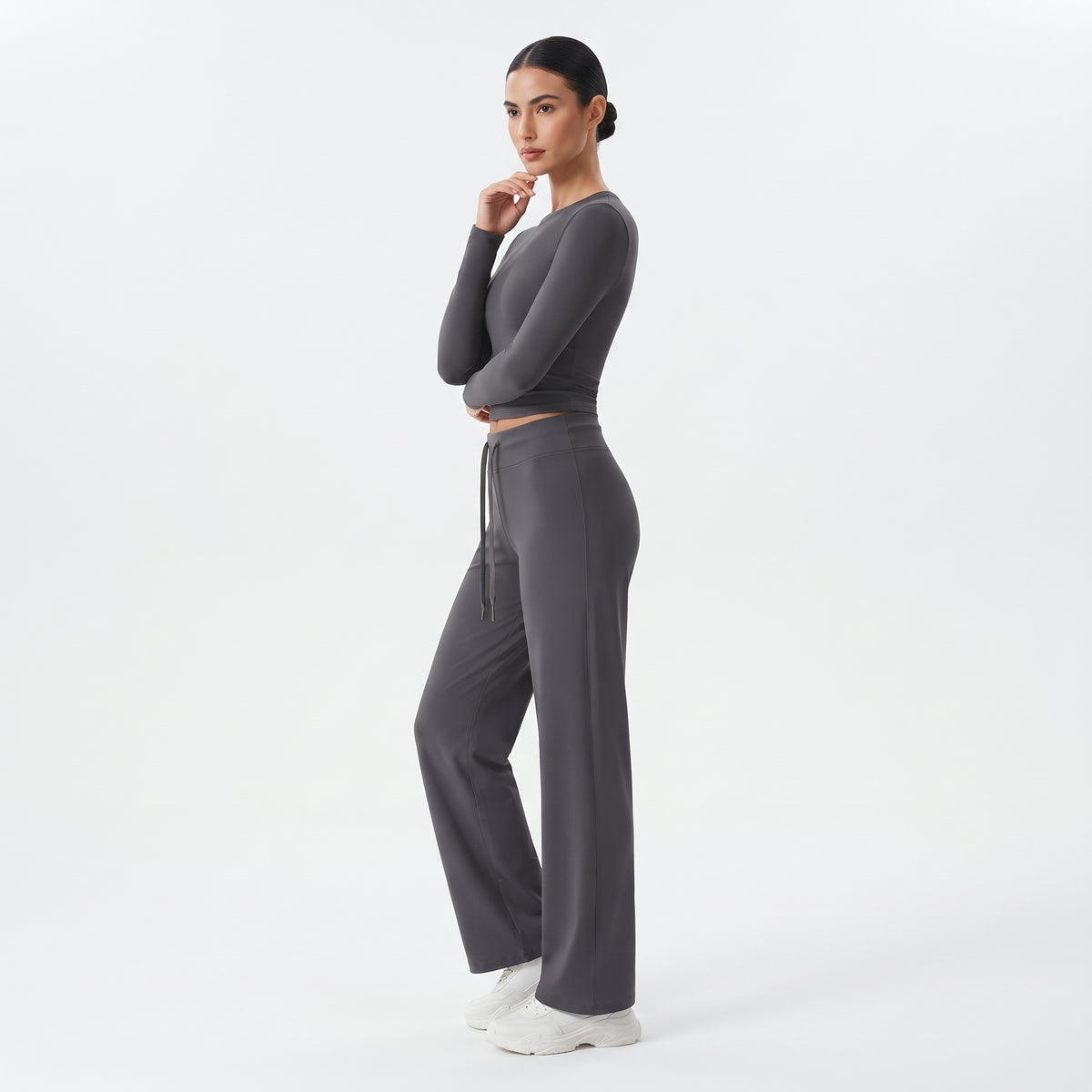 High-Waist Wide Leg Sweatpants for Women, Ankle-Length Casual Lounge Pants