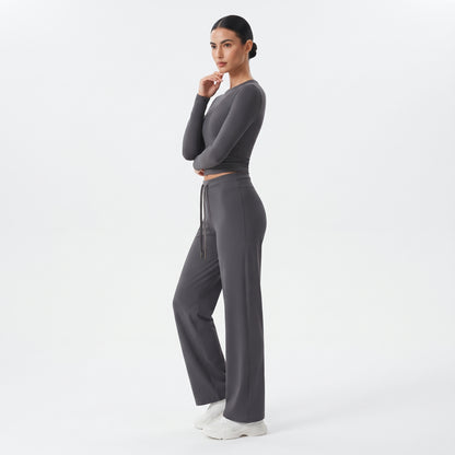 High-Waist Wide Leg Sweatpants for Women, Ankle-Length Casual Lounge Pants