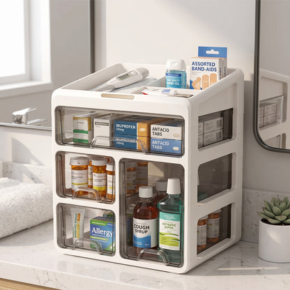 Drawer Medicine Storage Box - Layered Family Medicine Organizer with Large Capacity
