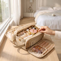 Large Capacity PU Leather Travel Makeup and Toiletry Bag