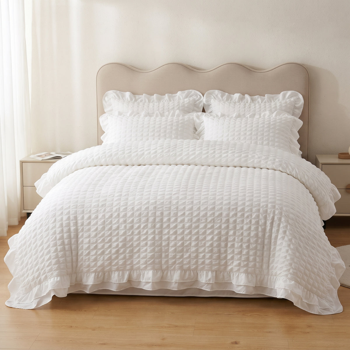 Seersucker Duvet Cover – Korean Lace 3pcs Bedding Set