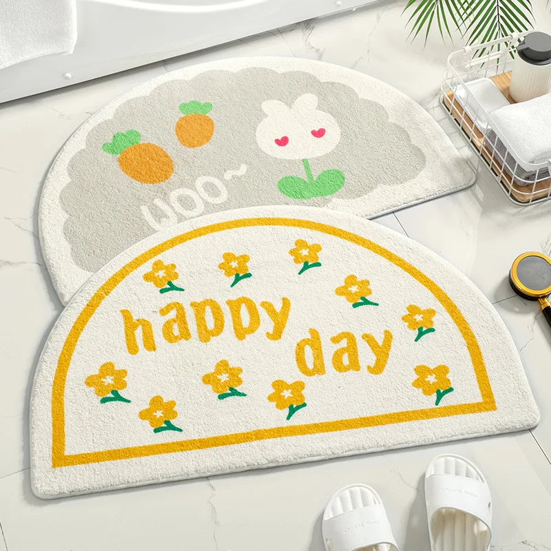 Floral Floor Mat - Soft Absorbent Non-Slip Pad