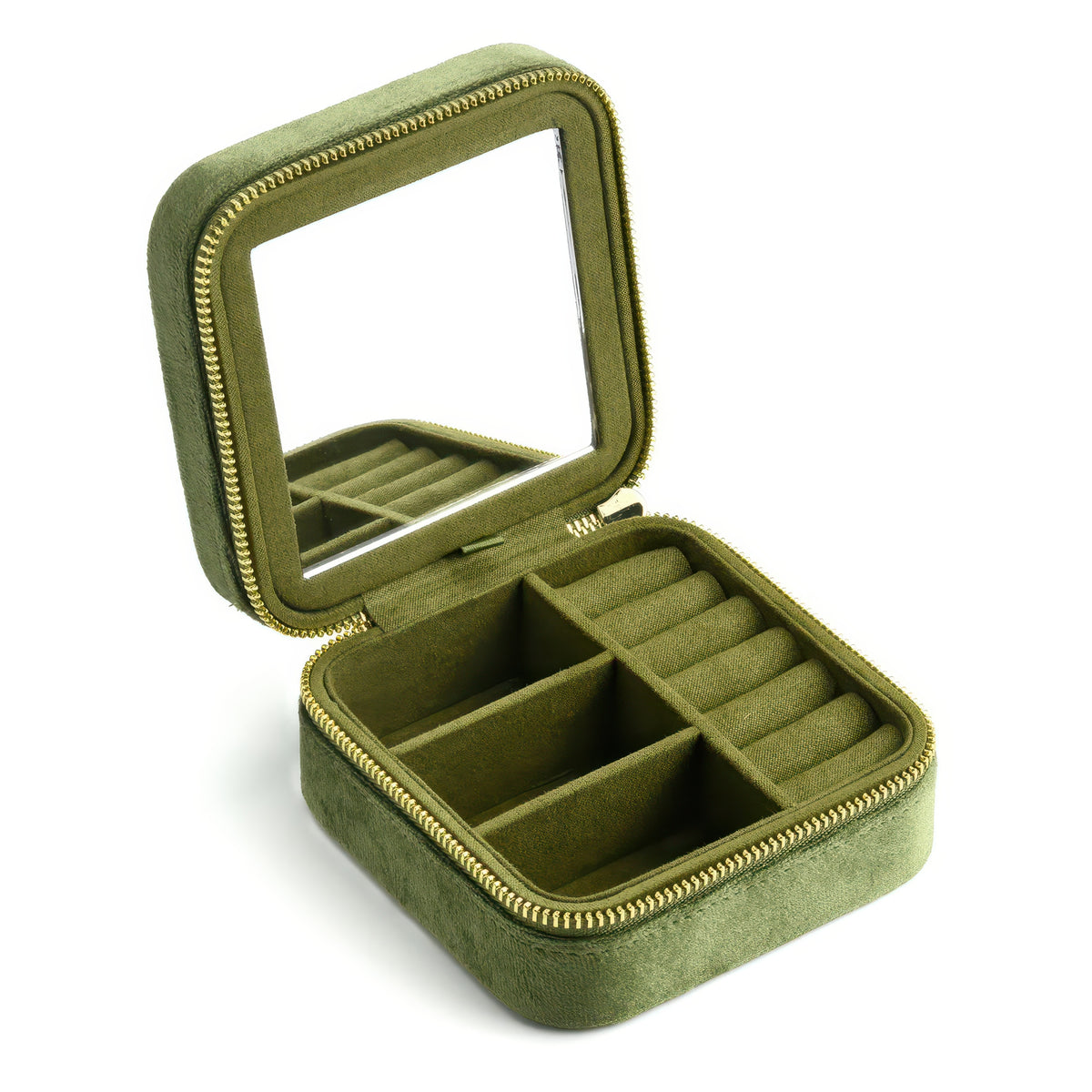 Velvet Ring and Jewelry Box with Flip Lid, with or without Mirror