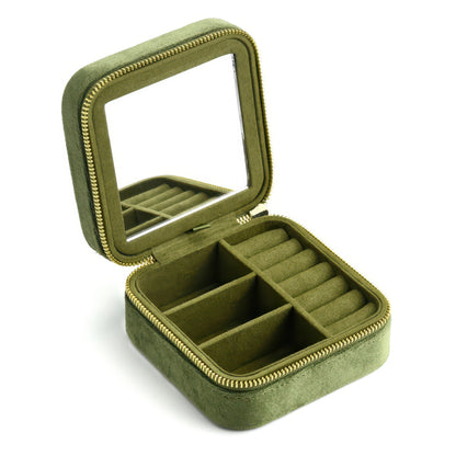 Velvet Ring and Jewelry Box with Flip Lid, with or without Mirror