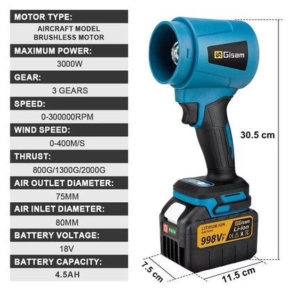 Brushless Leaf Blower - Gisam 300000RPM Turbo Blower