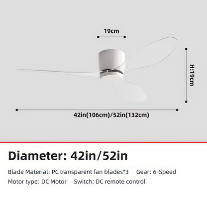 42/52-Inch Ceiling Fan with Transparent Blades and Remote