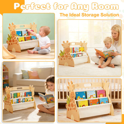 Baby Bookshelf - 2 Tier Montessori Wood Book Rack