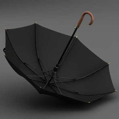 Wooden Long Handle Golf Umbrella with Windproof Fiberglass Frame, 114cm Diameter