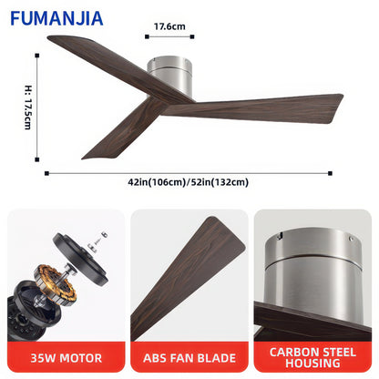 Retro Ceiling Fan for Home – 52-Inch DC Motor, No Light, Remote Control