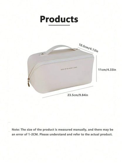 Leather Makeup Bag – Large Travel Toiletry Organizer