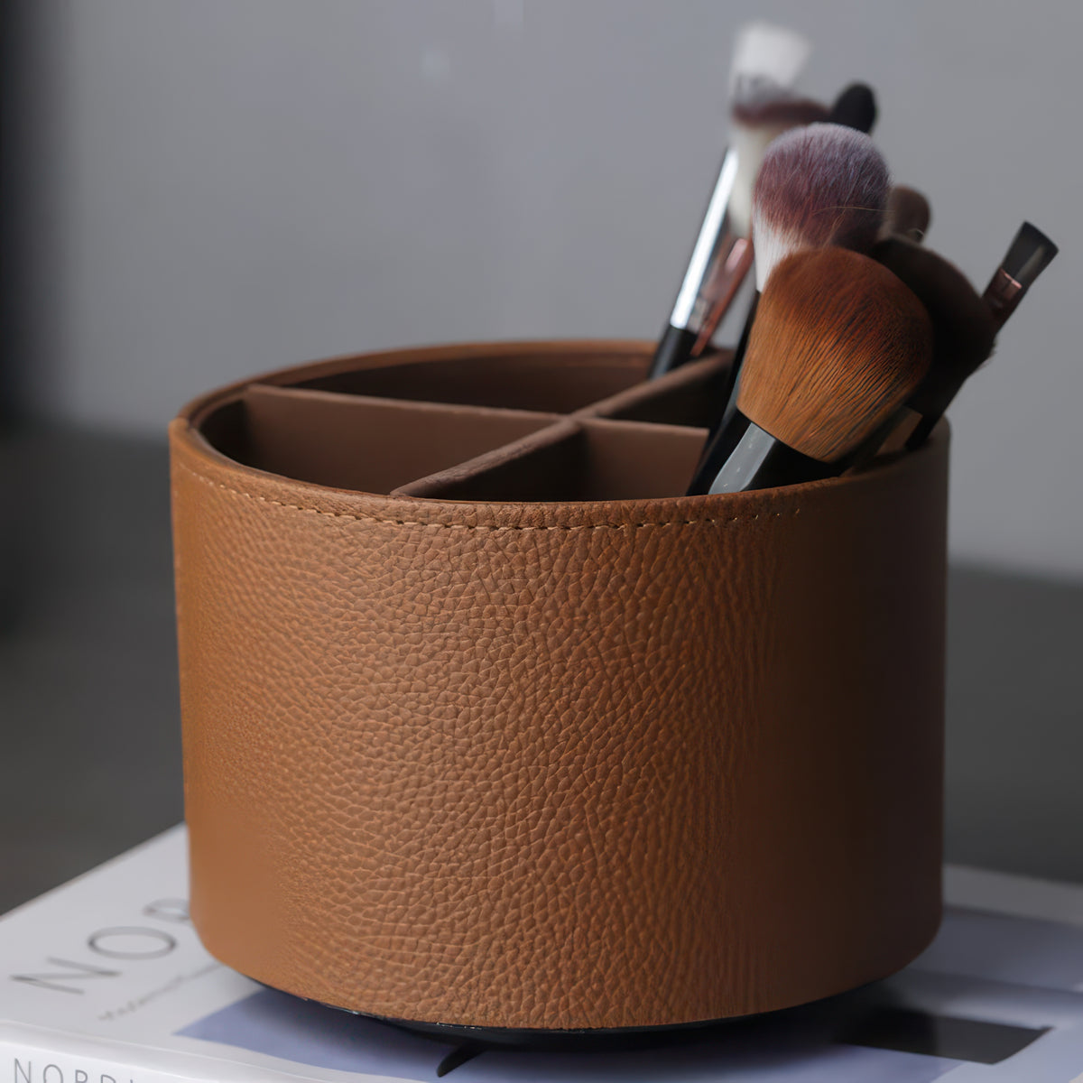 Rotating Makeup Organizer – Premium Leather Storage Box