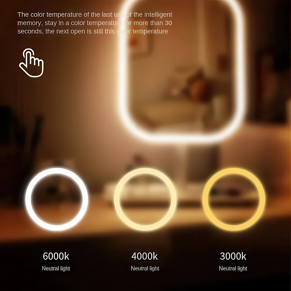 LED Vanity Mirror – Touch Control Desktop Dressing Mirror