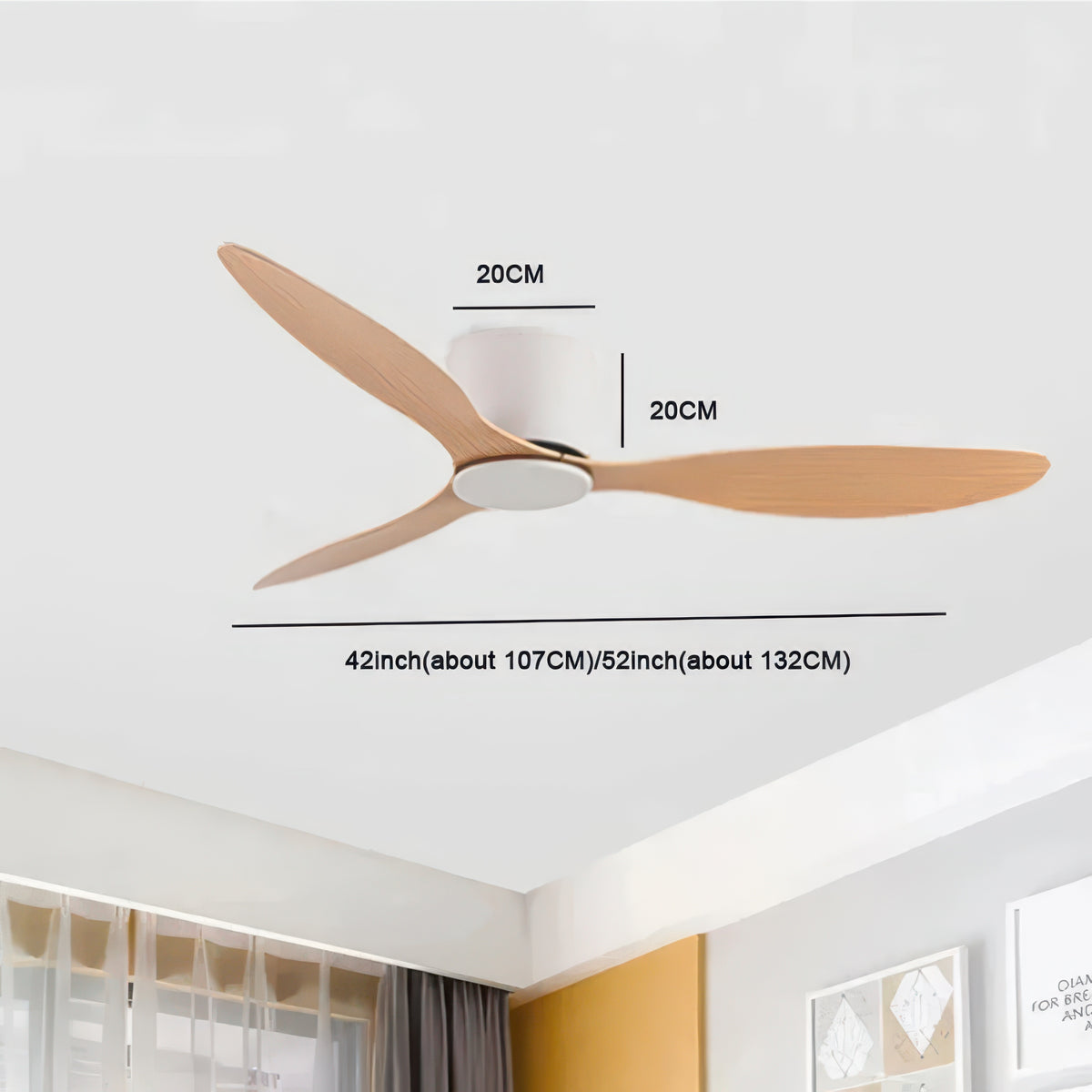 Low Profile Ceiling Fan for Home – 52-Inch, Remote Control, No Light