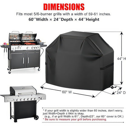 Waterproof BBQ Grill Cover with Hook-and-Loop Straps, Fits 22 to 72 Inch Grills