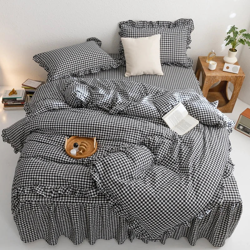 Black Plaid Duvet Cover – 3 Piece Sheet Set for All Season