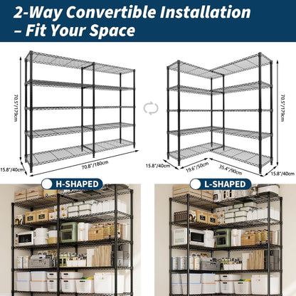 Metal Shelving Unit - Adjustable 4/5 Tier Storage