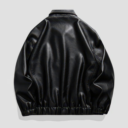 Unisex Faux Leather Bomber Jacket, Slim Motorcycle Coat for Autumn and Winter
