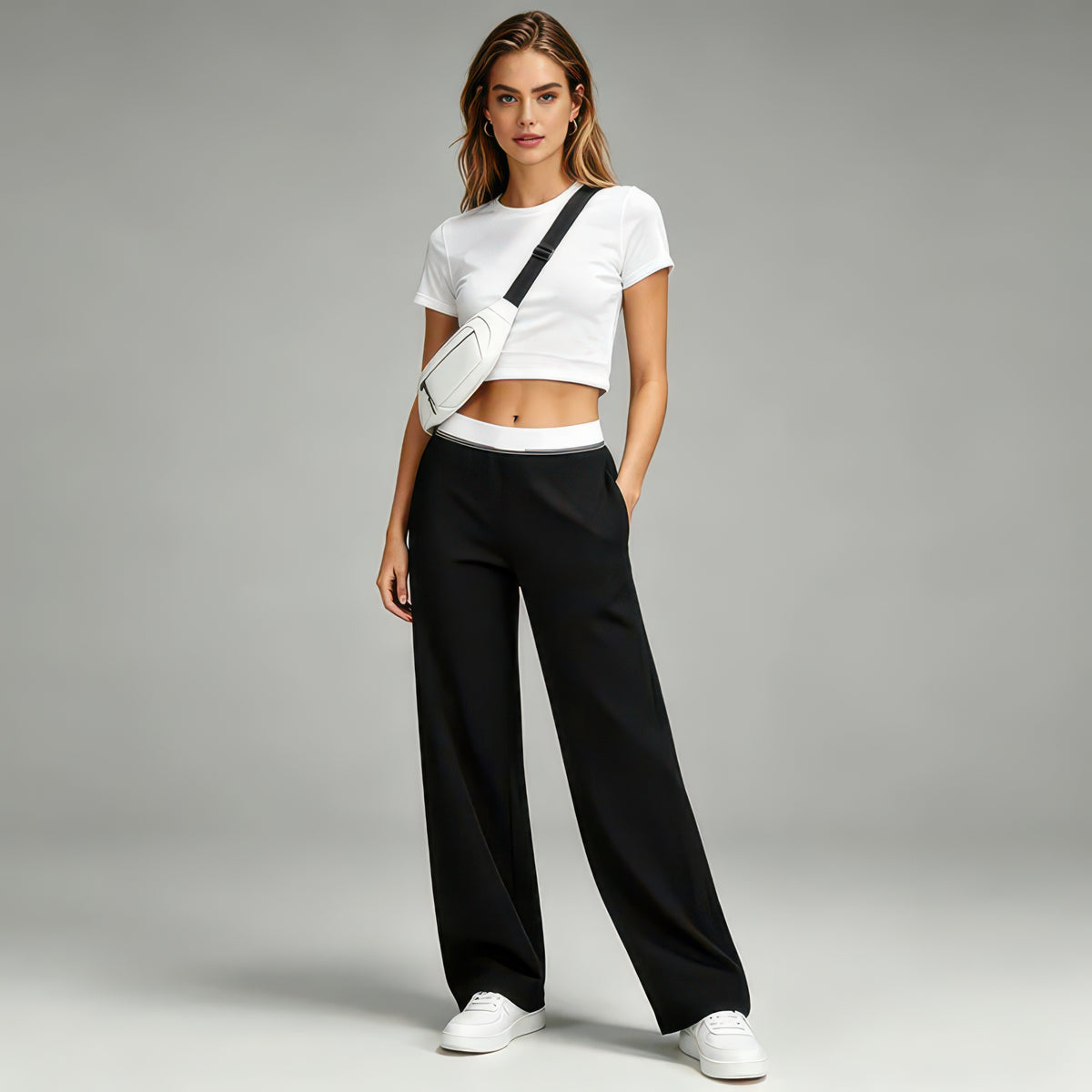 High-Waist Wide Leg Pants for Women, Quick-Dry Loose Fit for Training and Casual Summer Wear
