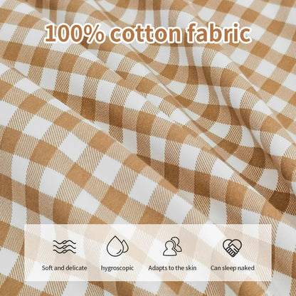 Japanese Style Duvet Cover – 100% Cotton Plaid Stripe Bedding Set