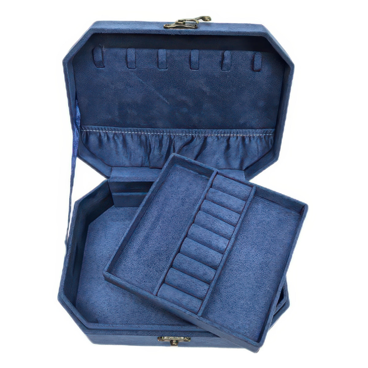 Vintage Octagon Double-Layer Jewelry Box, Large Capacity