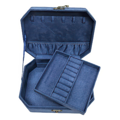 Vintage Octagon Double-Layer Jewelry Box, Large Capacity