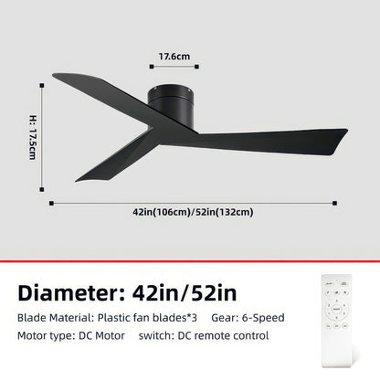 Retro Ceiling Fan for Home – 52-Inch DC Motor, No Light, Remote Control