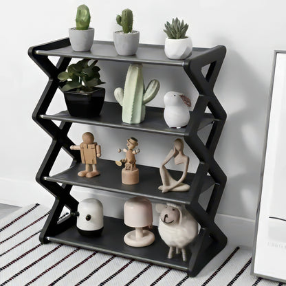 Four-Tier X-Frame Shoe Rack with Dustproof Shelf Covers
